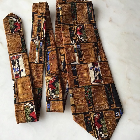 Vintage Sazari Burlesque Pin Up Print Silk necktie - Picture 3 of 5